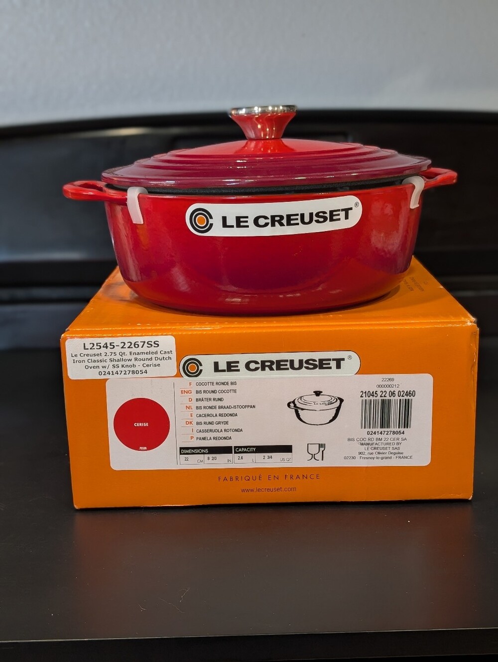 Le Creuset 2.75 Qt. Classic Enameled Cast Iron Shallow Round Dutch Oven - Cerise